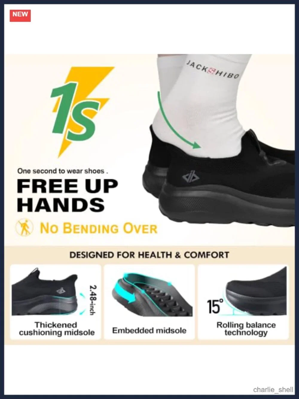 Men's Hands-Free Slip-On Orthopedic Walking Shoes Wide Toe Box Arch Support